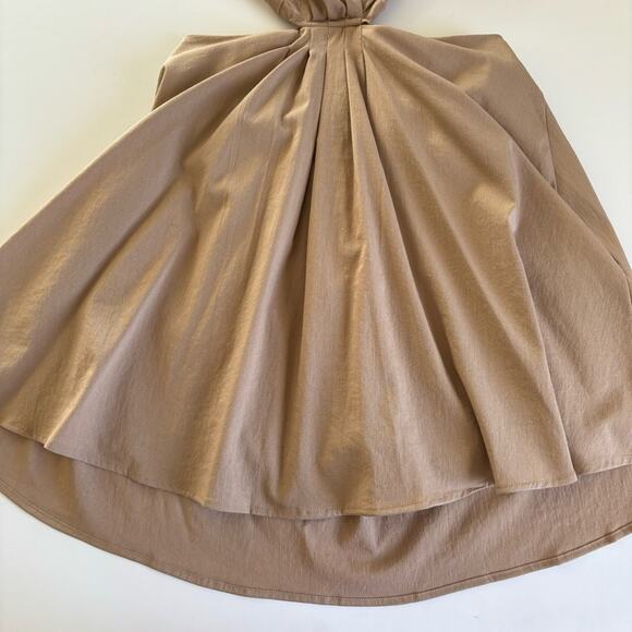 En Saison Tan Brown Beverly Shirtdress Mini Short Sleeve Cutout Dress Medium NWT - Picture 7 of 12